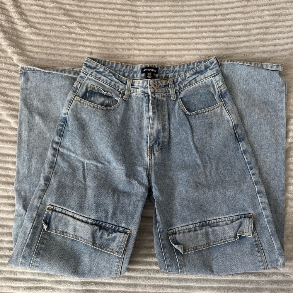 PrettyLittleThing Denim Cargo Jeans